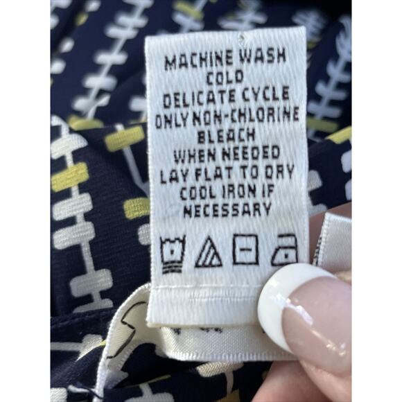 Max Studio Twist Front Halter Dress Blue White Yellow Size Medium - Picture 8 of 13